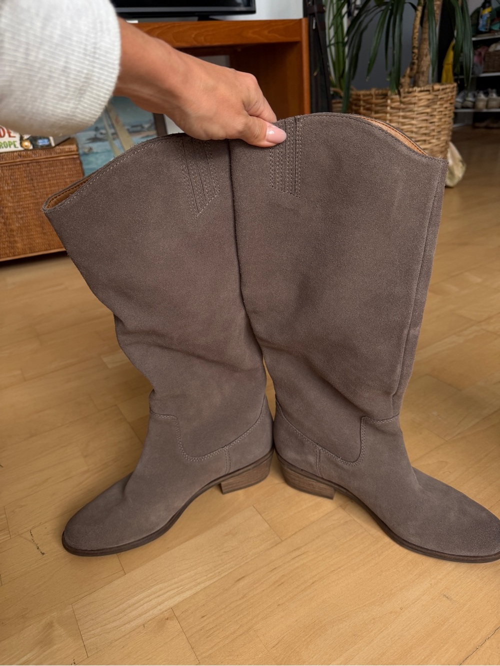 Frye Women's High-Knee Suede Boots in Taupe